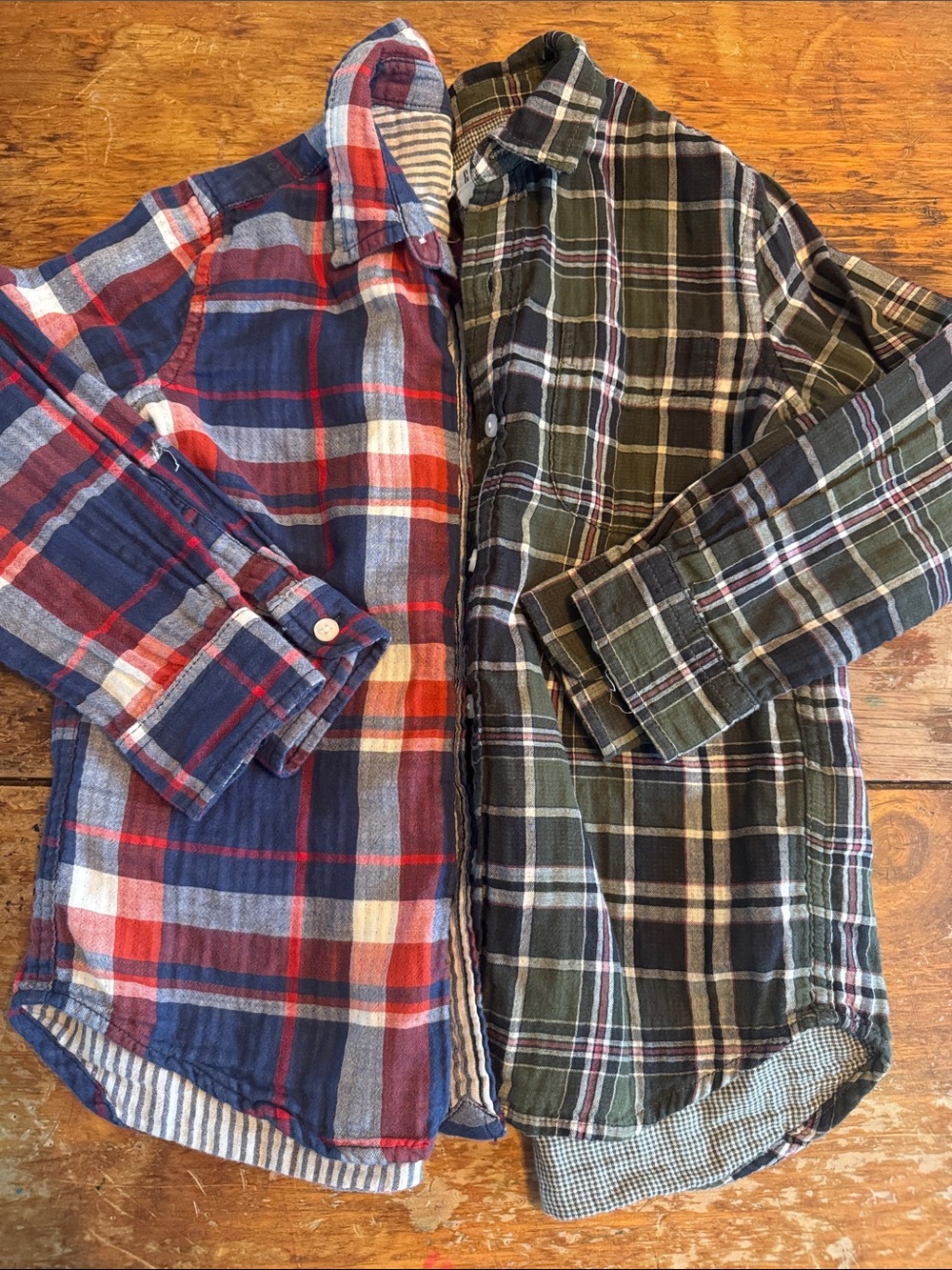 GAP Kids Plaid Button-Down Shirts in Red/Navy and Olive/Black
